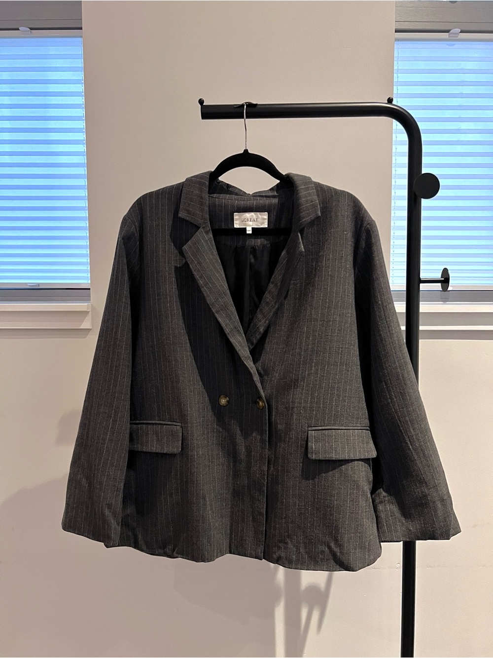 The GREAT. Grey Pinstrip Blazer